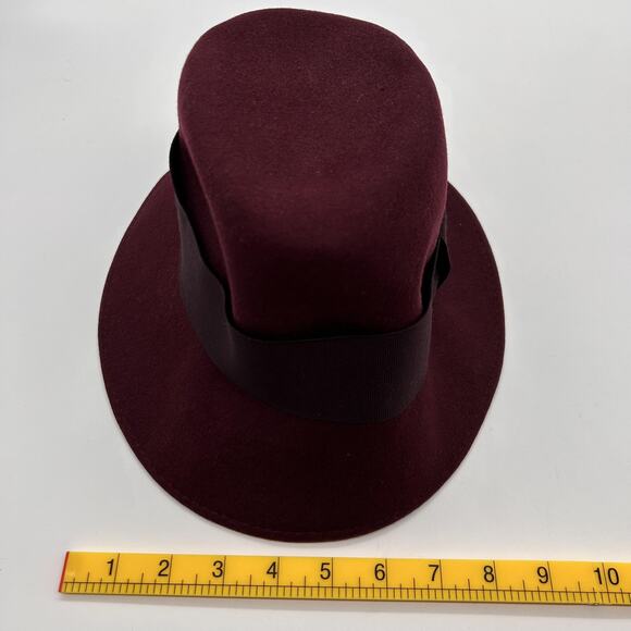 Banana Republic Hat Cloche Fedora Fitted Womens Small Medium Wool Made Italy Bow - Picture 9 of 10